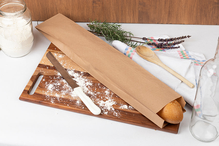 Bolsa Papel 9+5x50cm 35gr. Kraft Verjurado Rec.
