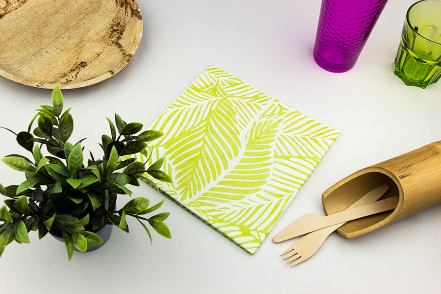 ; Servilleta Bambulux 40x40cm Dec Tropical Pistacho, 360uds