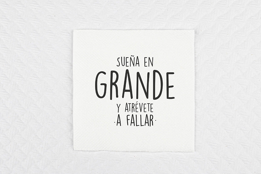 Servilletas 20x20 Micropunto 1 Capa Blanca Deco. Frases