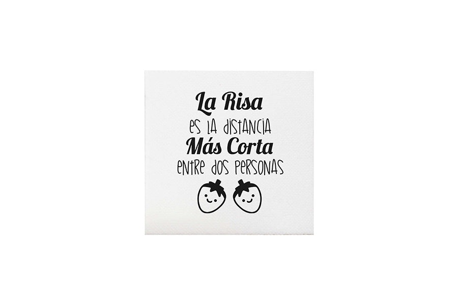 Servilleta Punta Punta 20x20cm Blanca Deco. Frases, 100uds 30pq