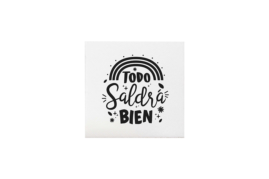 Servilleta Punta Punta 20x20cm Blanca Deco. Frases, 100uds 30pq