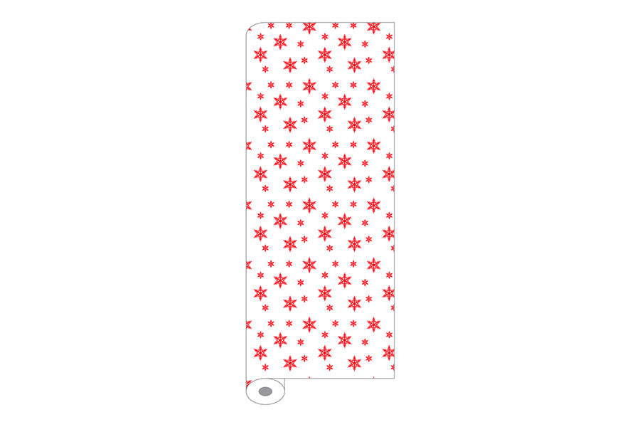 Rollo Mantel Papel 1,2x50m 37gr Blanco Deco. Estrellas (Tinta Roja)