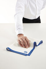 Rouleau Drap Paño algodón blanco cenefa azul 40x64 (10u/rouleau)
