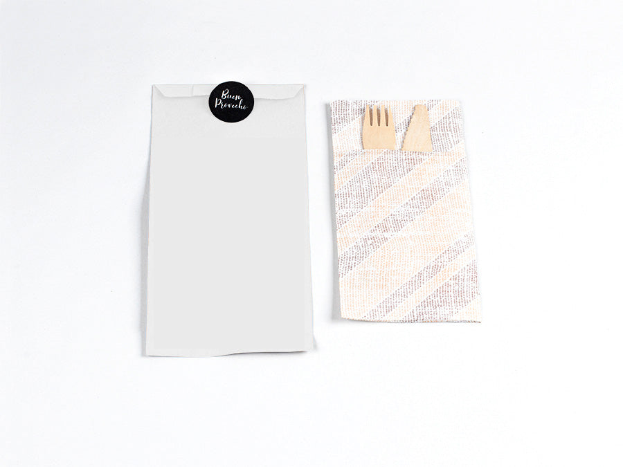 Bolsa Papel Portacubiertos 11x24cm Blanco, 1.000uds