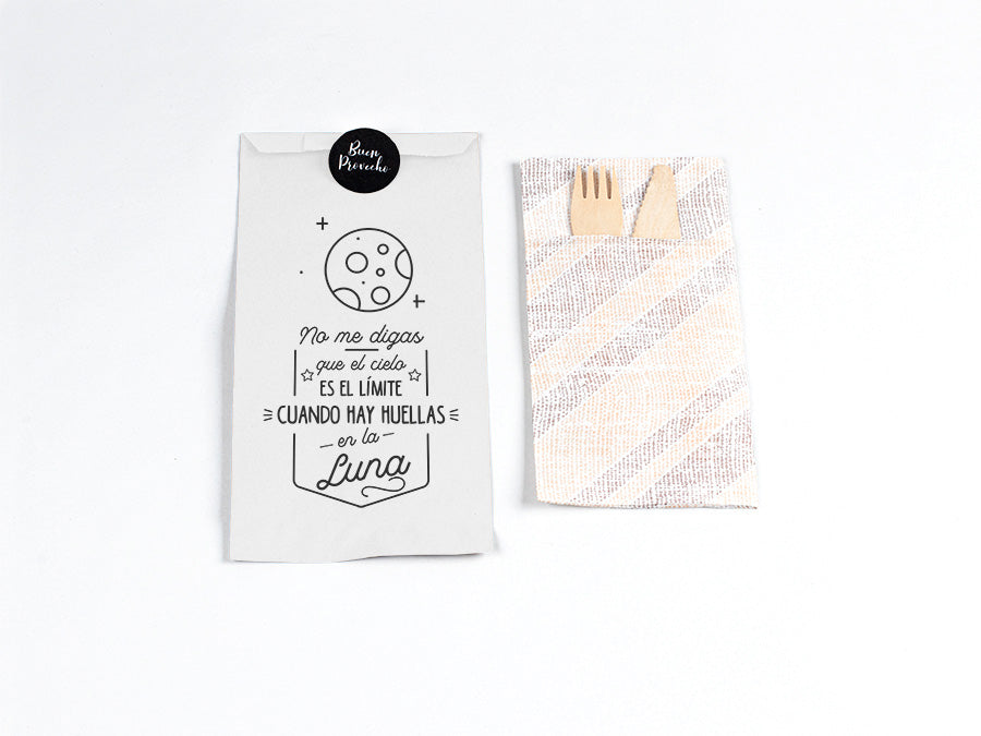 Paper Cutlery Bag 11x24cm White + Phrases 1,000 units