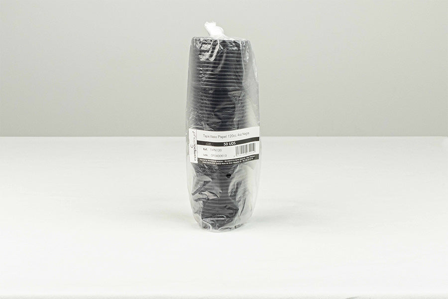 Tapa Vaso Papel 120cc. 4oz Negra (20pq. x 50uds) -Usar con VPK120-