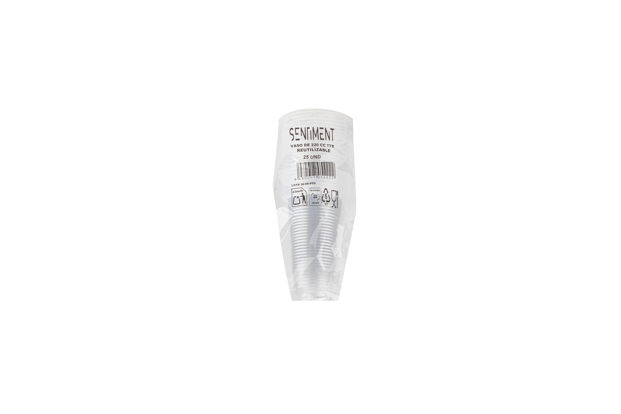 Vaso Reutilizable PP 220cc Transparente