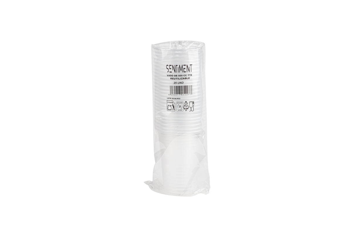 Vaso Reutilizable PP 500cc Transparente
