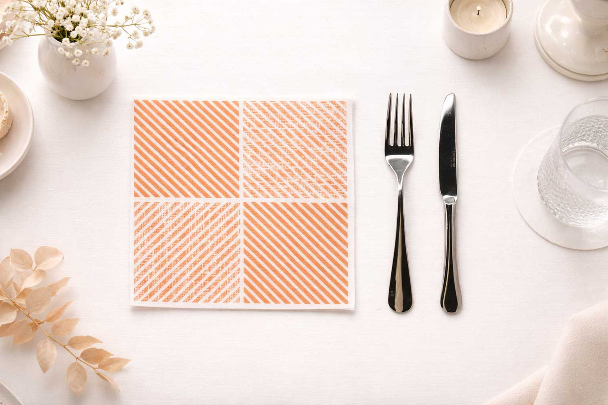 Servilleta Bambulux 40x40cm Deco. Diagonal Terra, 480uds