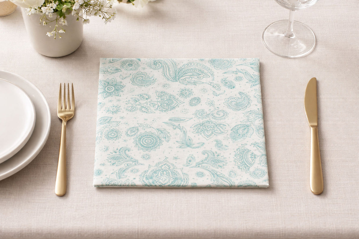 Servilleta Bambulux 48x48cm Deco. Yakarta Agua Marina, 240uds