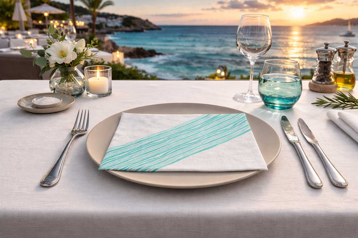 Servilleta Bambutex 40x40cm Deco. Ibiza Agua Marina, 600uds
