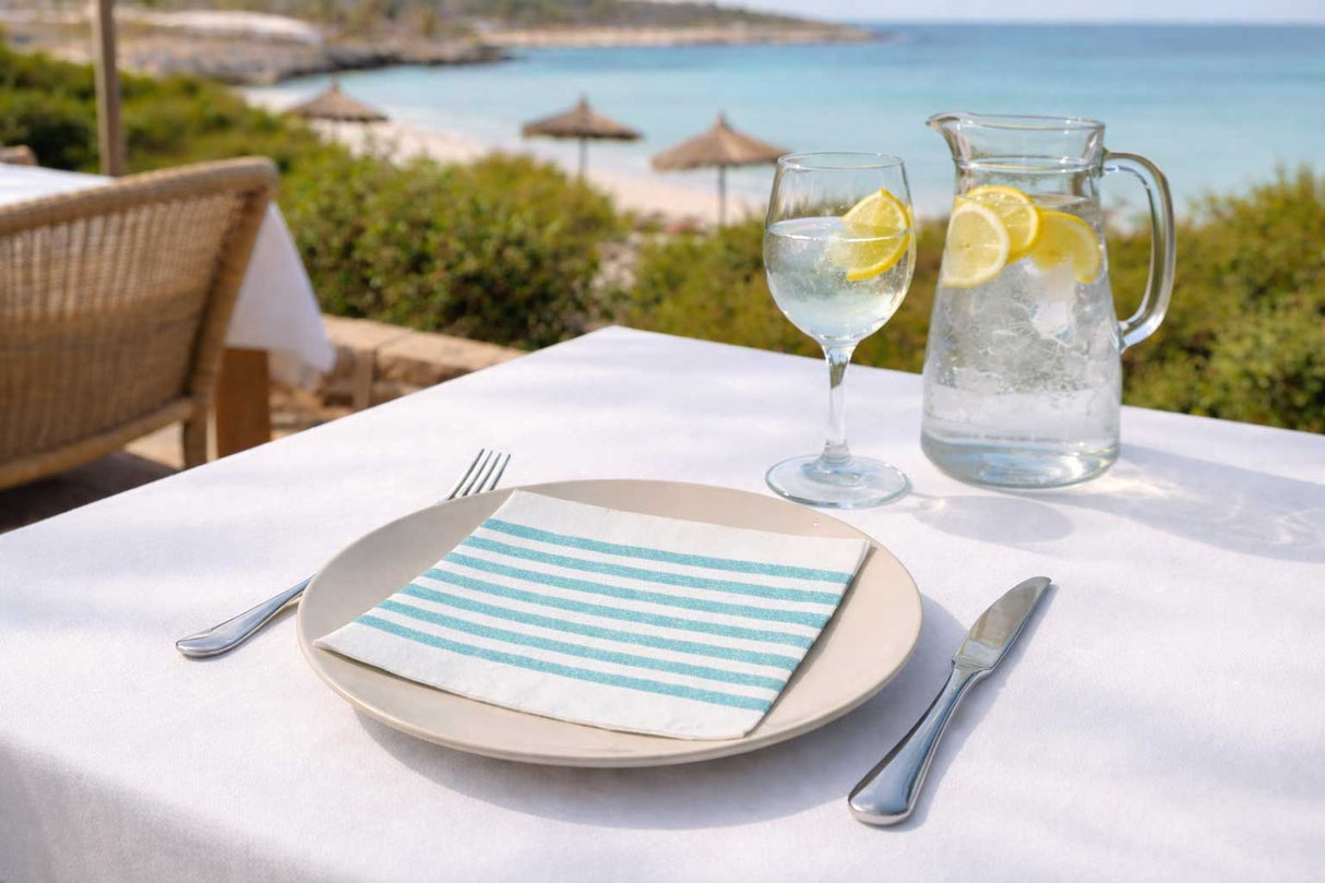 Servilleta Bambutex 40x40cm Deco. Marino Agua Marina, 600uds
