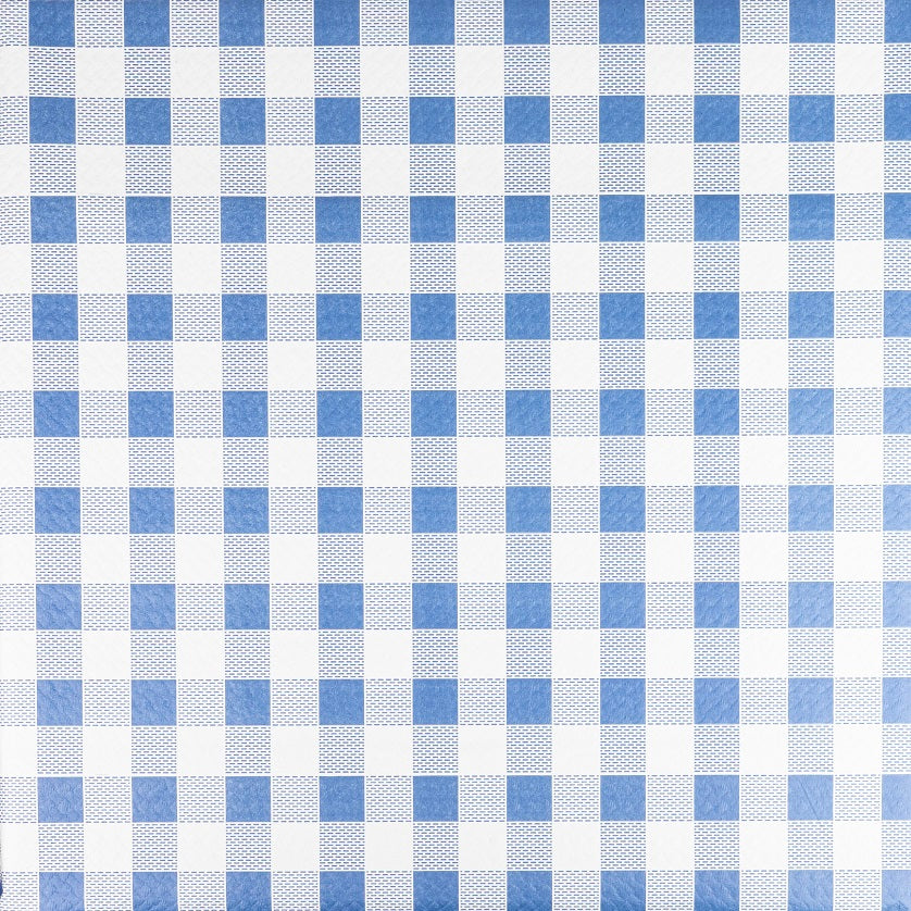 Mantel Papel 100x100cm Blanco Deco. Cuadros Azul, 400uds (Retractilado y con código EAN)