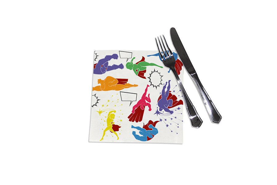 ; Serv. PP 40x40 Imp. Superhéros numériques 240uds.